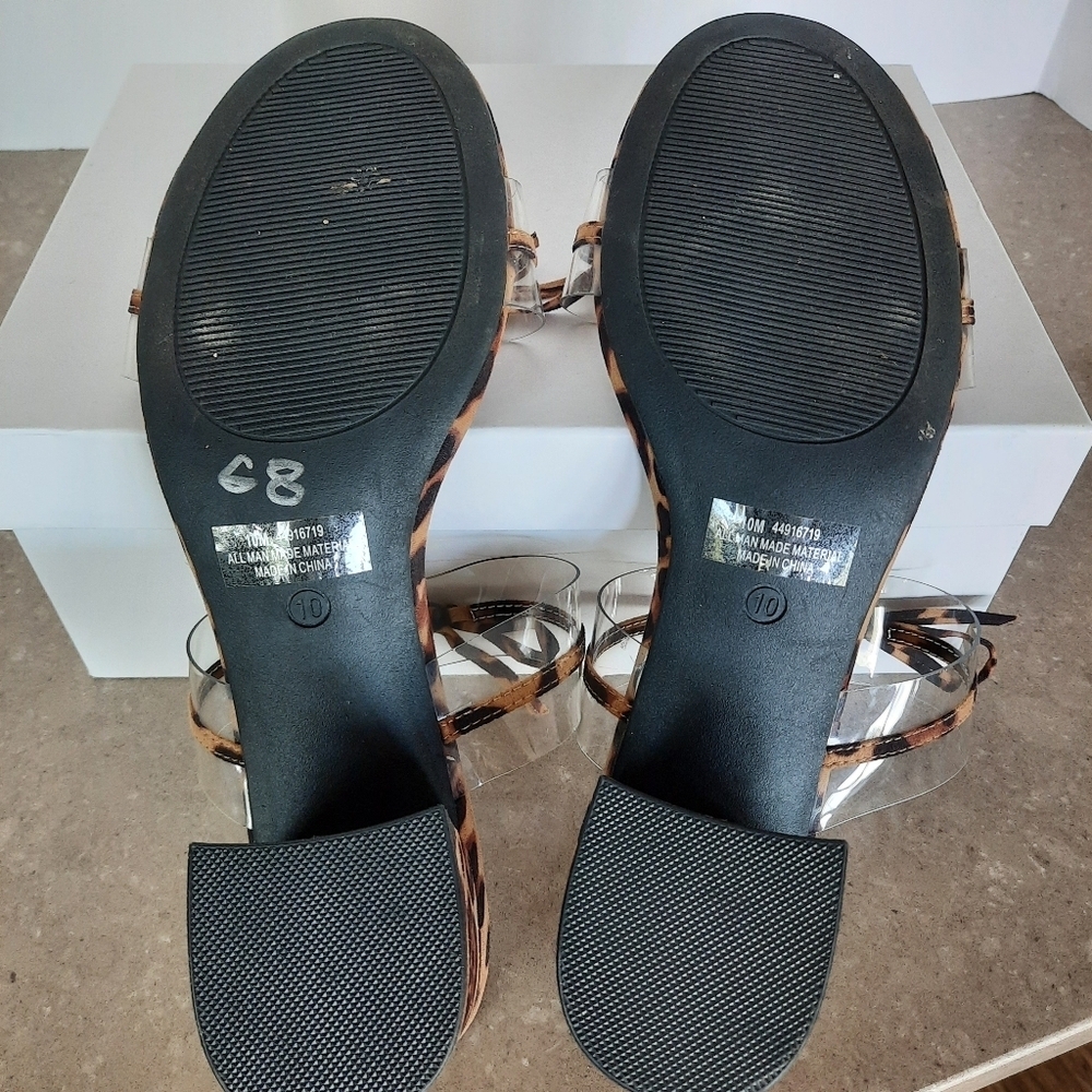 Lot Of 2 Cato C Comfort Sandals Sz 10 Leopard Slides Brown Black Kitten Heels - Picture 8 of 15